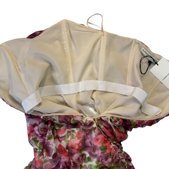 NEW Alessandra Rich Floral Silk Georgette Bustier Mini Dress Antique Rose Size 4 - Picture 9 of 14